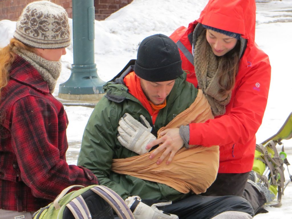 WFA Students Apply a Sling and Swathe to a Mock Patient